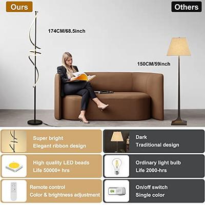 Modern LED Dimmable Black Floor Lamps Remote Control 30W Standing Lamp Warm  White Stand Light for