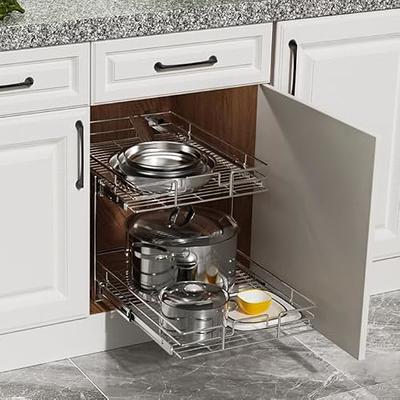 Pull Out Cabinet Organizer Sliding Drawer Kitchen Storage 11 x 21 - Silver