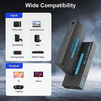 Buy HDMI Switch SGEYR 5x1 HDMI Switcher 5 in 1 Out HDMI Switch Selector 5  Port Box with IR Remote Control HDMI 1.4 HDCP 1.4 Support 4K@30Hz Ultra HD  3D 2160P 1080P