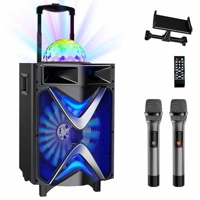 VeGue Karaoke Machine with Bluetooth Speaker, 2 Wireless Microphones, 8'  Subwoofer - Perfect for Christmas Party, Wedding, Gathering