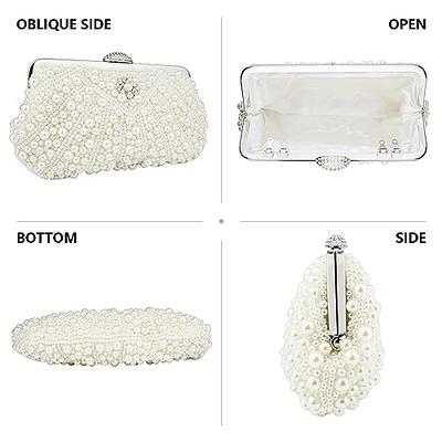 WEIMZC Women Pearl Clasp Crystal Clutch Purses Lady Evening Handbag Glitter  Rhinestone Purse Wedding Party Prom Clutch Bag(Colored Gold): Handbags