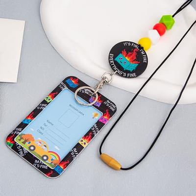ID Badge Holder with Lanyard and Retractable Badge Reel Clip, Dumpster Fire  Breakaway Lanyard Name Card Vertical ID Protector, ID Card Holder Keychain