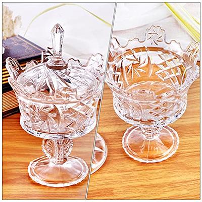 Glass Candy Dish With Lid Decorative Candy Bowl Crystal Covered Candy Jar  For Ho