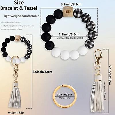 PRIANGEL Silicone Key Ring Bracelet for Women Beaded Wristlet Keychain  House Car Keys Rings Holder with Tassel - Yahoo Shopping