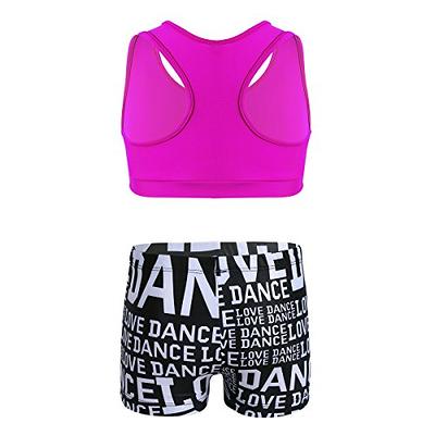 Kids Girls Athletic Outfits Gymnastics Ballet Dance Tank Crop Tops+Leggings  Set