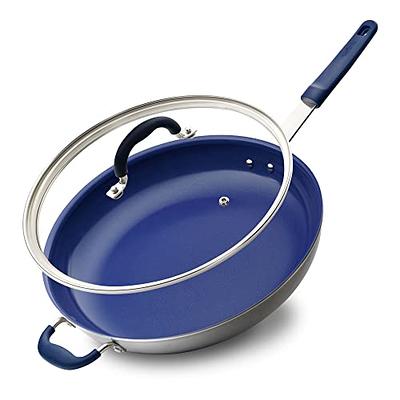 NutriChef 14 Fry Pan With Lid - Extra Large Skillet Nonstick