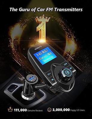 (Upgraded Version) Sumind Car Bluetooth FM Transmitter, Wireless Radio  Adapter Hands-Free Kit with 1.7 Inch Display, QC3.0 and Smart 2.4A USB  Ports