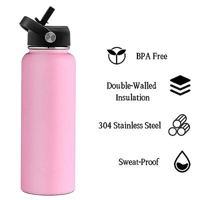 16oz Water Bottles with Straw and Stickers, Stainless Steel Vacuum Double  Wall Insulated cup, Kids Water Bottle for School, Gifts for Girls(Purple  and