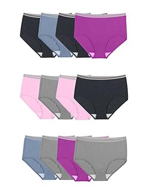 Fruit of the Loom Women's Eversoft Cotton Brief Underwear, Tag Free &  Breathable, Available in Plus Size, Hi Cut Blend-10 Pack-C