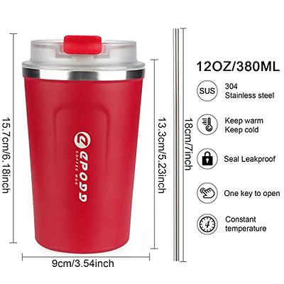 EPOGG 12oz Ceramic Travel Mug, Insulated Coffee Cup with Leakproof Lid &  Straw, Double Walled Reusable Coffee Tumbler Portable Car Cup for Hot and Cold  Drinks (Red) - Yahoo Shopping