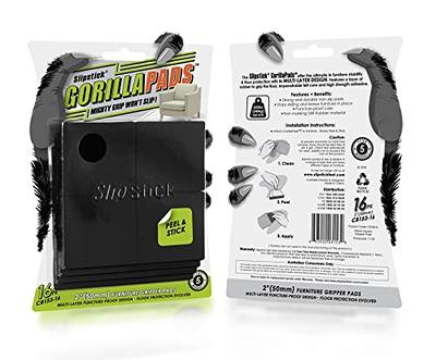 Slipstick GorillaPads Gripper Anti-skid 4-Pack 4-in Black Rubber