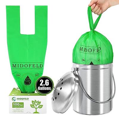 MIDOFELD 2.6 Gallon Compostable Bags, Biodegradable Small Trash Bags 100  Count Waste Basket Liner for Food Scrap, 0.8 mil Extra Thick Garbage Bag  for Kitchen Countertop Bin, T-Shirt Bag BPI Certified - Yahoo Shopping