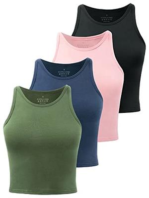  Sleeveless Yoga Tops Racerback Muscle Tank Tops Summer  Activewear Gym Dacne Tops Workout Exercise Clothes For Women Army Green M