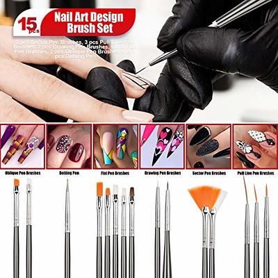 Nail Pen Designer, Teenitor Stamp Nail Art Tool with 15pcs Nail Painting  Brushes, Nail Dotting Tool, Nail Foil, Manicure Tape, Color Rhinestones for  Nails-Black - Yahoo Shopping