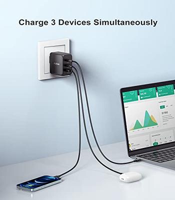  UGREEN 65W USB C Charger, 3 Ports Compact Foldable Fast Wall  Charger Block, USB C Power Adapter for MacBook Pro/Air, iPhone 15 Pro  Max/14/13, iPad Pro, Dell XPS, Steam Deck, Galaxy