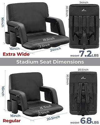 Stadium Seat Chair, 2 Pack- Bleacher Cushions with Padded Back Support, Armrests, 6 Reclining Positions and Portable Carry Straps by Home-Complete