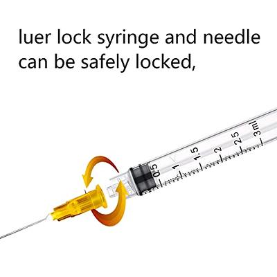 100 Pack 3ml Syringe with Luer Lock 18 Gauge, Individual sealed Package -  Yahoo Shopping