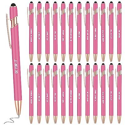 Yeaqee 15 Set Employee Appreciation Pen Gift 15 Thank You Ballpoint Pen  with Stylus Tip 15 Motivational Pencil Pouch 15 Inspirational Keychain 15