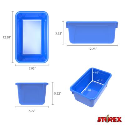 Storex Plastic Cubby Bin, Kids' Craft and Supply Storage, Blue, 5-Pack 