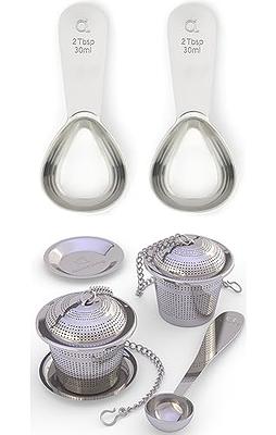 Loose Leaf Tea Infuser (Set of 2) with Tea Scoop and Drip Dray by Apace -  Ultra Fine Stainless Steel Strainer & Steeper for a Superior Brewing