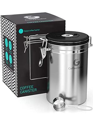 22oz Stainless Airtight Coffee Container w/ Date Tracker CO2-Release Valve  Scoop