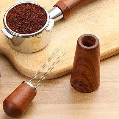 Coffee Ground Stirrer Espresso Distribution Tool Accessory with  Wooden-Handle Needle Whisk Distributor for Coffee Ground