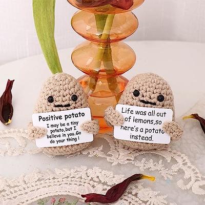 Mini Positive Potatoes with Positive Card Knitting Inspired Toy  Inspirational Crochet Dolls Home Room Party Decoration