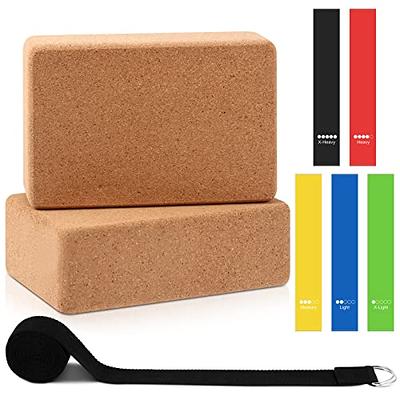 JBM Cork Yoga Blocks 2 Pack with Strap, Cork Yoga Blocks Cork Yoga Bricks  Cork Stretch Blocks Set of 2 Cork Yoga Block Stretch Block 2 set Cork Yoga