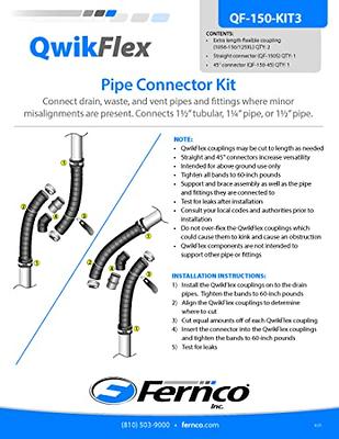 Fernco QwikFlex 24-in. Flexible Pipe Connector Kit for Offset or Hard To  Reach 1-1/2-in. SCH40 PVC DWV Connections - Yahoo Shopping