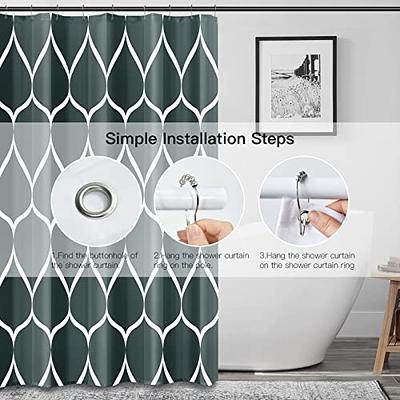 Sage Green Geometric Pattern Black Grey Shower Curtain Bathroom Accessories  Set