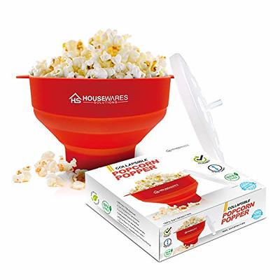 Goodful Silicone Popcorn Popper Collapsible Hot Air Microwavable Popcorn Maker Bowl Made Without BPA Red, 3 Quart