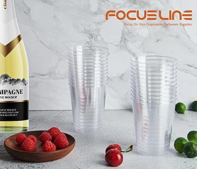 FOCUSLINE 100 Pack Clear Plastic Cups 10 oz Disposable Cups Heavy