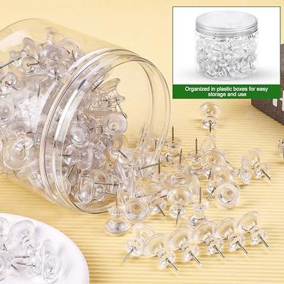 NEW 100-Pack Push Pins Tacks Clear Plastic Head Steel PointThumb Tacks for  Wall