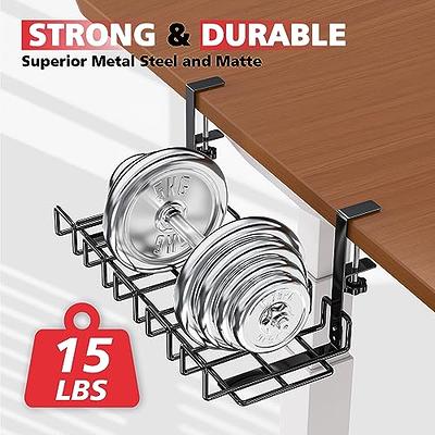 Tyrkuiy No Drill Under Desk Cable Management Tray, Desk Wire Management  Cable Tray Sturdy Metal Wire