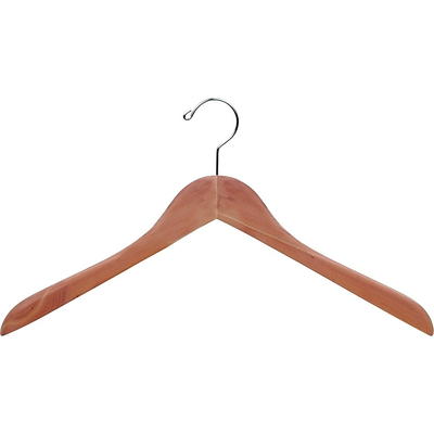 Contoured Wooden Coat Hanger (Natural/Chrome)