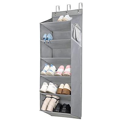 Misslo Door Shoe Rack with Deep Pockets for 12 Pairs of Shoe Organizer Over The Door Hanger for Closet and Dorm Narrow Storage, Grey