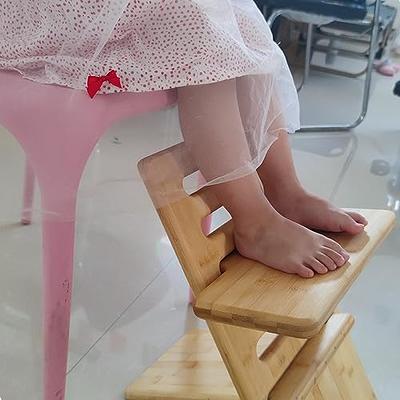 Children's Footrest, Natural Bamboo Height Adjustable Foot Stool