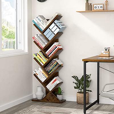 5-Tier Tree Bookshelf with Wooden Drawer Display Storage Organizer Rack  Brown