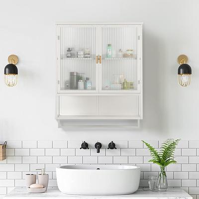  VIAGDO Wall Cabinet Bathroom Storage Cabinet Wall Mounted with  Adjustable Shelves Inside, Double Door Medicine Cabinet, Utility Cabinet  Organizer Over Toilet, Bamboo, 23.2''Lx8.3''Wx20.1''H : Home & Kitchen