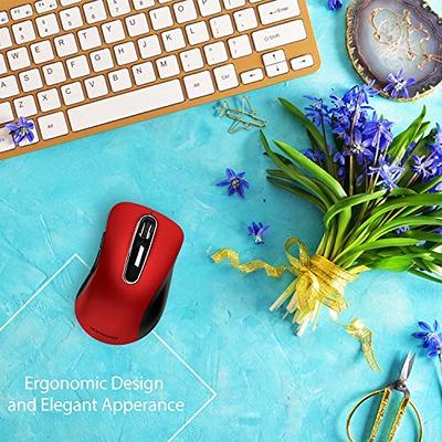 TECKNET Wireless Mouse, BT5.0/3.0 2.4GHz Rechargeable Mouse with USB  Receiver, 4000DPI Slim Silent Computer Portable Bluetooth Mouse for