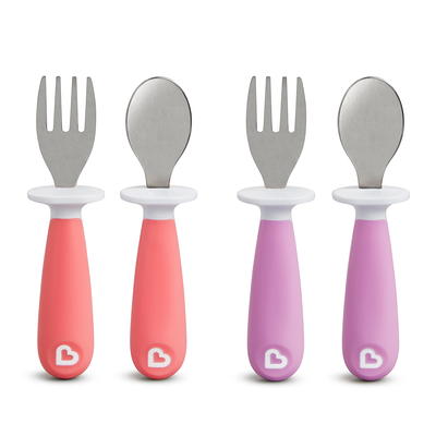 Munchkin Gentle Scoop Silicone Training Spoons, 2 Pack in Pink/Purple