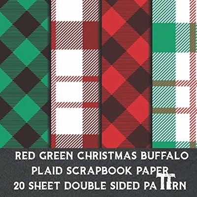 red green christmas buffalo plaid scrapbook paper 20 sheet double