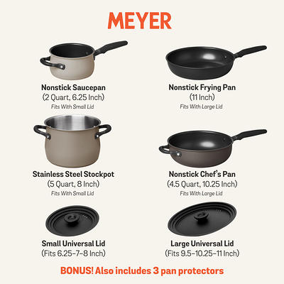 Meyer Accent Series 6pc Aluminum Nonstick And Stainless Steel Induction  Cookware Essentials Set Cinder And Smoke : Target