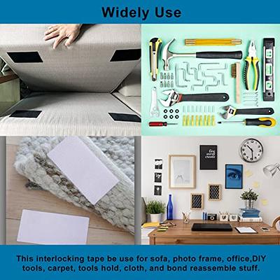 24 Sets Industrial Strength Sticky Back Hook and Loop Strips Heavy Duty  Double-Sided Interlocking Mounting Tape for Wall Hanging Fabric Sofa Couch  Cushions Rug - 1 x 4 Inch Black 1in x 4in (24 Sets)