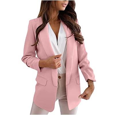 Blazers for Women Business Casual Blazer Jacket Fashion Dressy Work Office  Blazer Plus Size Long Sleeve Cardigan A-Pink - Yahoo Shopping