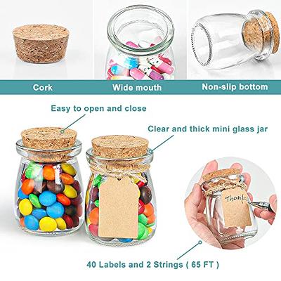 12pcs 4 x 2 Inches Small Glass Favor Jars, Milk Glass Bottles with Cork  Lid. 3.4