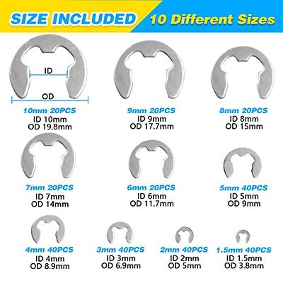 ZHUBANG 800Pcs C-clip External Retaining Rings Snap Rings Assortment Kit  Circlip 304 Stainless Steel(M4-M28) + E-clip Retaining Rings Assortment  Set(1.5mm-10mm) + 5Pcs Snap Ring Plier + Tweezer - Yahoo Shopping