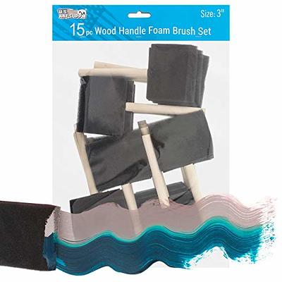 US Art Supply 2 inch Foam Sponge Wood Handle Paint Brush Set (Value Pack of 20)