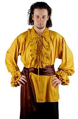 Century Start Mens Pirate Shirt Men Ruffle Renaissance Medieval Poet Shirt  Victorian Steampunk Vampire Halloween Costume Tops Black Large - Yahoo  Shopping