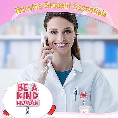 ANDGING Be a Kind Human Nurse Badge Reel Holder Retractable Funny Cute Nursing  Badge Reels Retractable